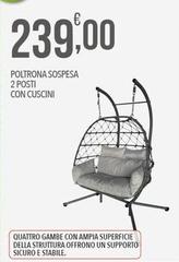 Poltrona Sospesa 2 Posti Con Cuscini