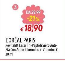 L'Oreal - Revitalift Laser Tri-Peptidi Siero Anti- Età Con Acido Laluronico + Vitamina C