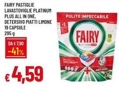 Fairy - Pastiglie Lavastoviglie Platinum Plus All In One, Detersivo Piatti Limone 19 Capsule