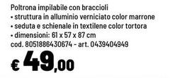 Tortora - Poltrona Impilable Con Braccioli