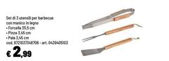 Set Di 3 Utensili Per Barbecue Con Manico In Legno