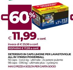 Finish - Detersivo In Caps Limone Per Lavastoviglie All In 1 Powerball