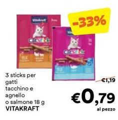 Vitakraft - 3 Sticks Per Gatti Tacchino E Agnello O Salmone