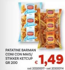 Amica - Patatine Barman Coni Con Mais/Stiker Ketcup