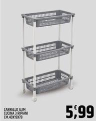 Carrello Slim Cucina 3 Ripiani Cm.40x19x78