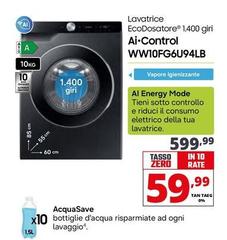 Samsung - Lavatrice Ecodosatore 1.400 Giri Ai-Control WW10FG6U94LB