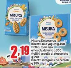 Misura - Dolcesenza Biscotti Allo Yogurt Frollini Mais Riso E Fiocchi Di Farro