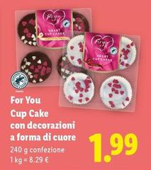 For You - Cup Cake Con Decorazioni A Forma Di Cuore