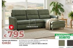 Divano Con Penisola In Tessuto Colore Verde O Antracite