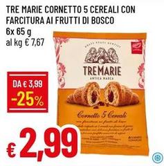 Tre Marie - Cornetto 5 Cereali Con Farcitura Ai Frutti Di Bosco