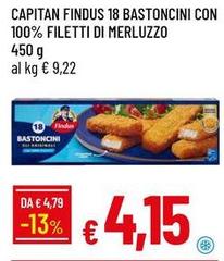 Findus - Capitan  18 Bastoncini Con 100% Filetti Di Merluzzo