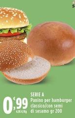Serie A - Panino Per Hamburger Classico/Con Semi Di Sesamo 