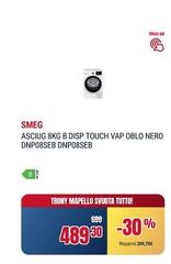 Smeg - Asciuga 8kg B Disp Touch Vap Oblo Nero