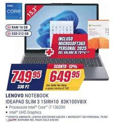 Lenovo - Notebook Ideapad Slim 315IRH10 83K100V8IX