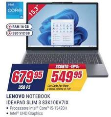 Lenovo - Notebook Ideapad Slim 3 83K100V7IX