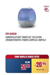 Splendid - Umidificatore Timer 4lt Telecom Cromoterapia Timer Limpia4 Limpia4