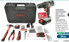 Kombo - Trapano Avvitatore 20v + 127 Accessori Con Valigetta