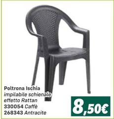 Ischia - Poltrona  Impilable Schienale Effetto Rattan 330054 Caffè 268343 Antracite