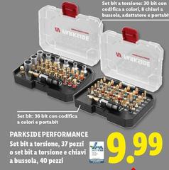 Parkside Performance - Set Bit A Torsione, 37 Pezzi O Set Bit A Torsione E Chiavi A Bussola, 40 Pezzi