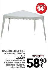 Galileo - Gazebo Estendibile Alluminio Bianco 3x3