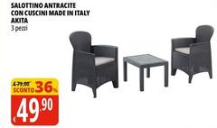 Salottino Antracite Con Cuscini Made In Italy