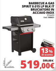 Spirit - Barbecue A Gas  E-315 Lp Blk IT Brucciatore In Acciaio Inox