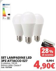 Set Lampadine Led 3Pz Attacco E27