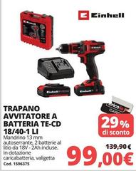 Einhell - Trapano Avvitatore A Batteria 18/40-1 Li