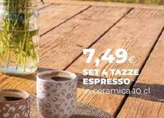 Set 6 Tazze  In Ceramica Espresso