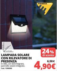 Lux - Lampada Solare Con Rilevatore Di Presenza