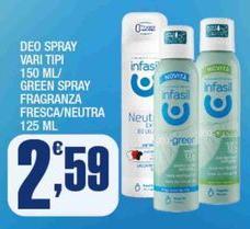Deo -  Spray Vari Tipi Green Spray Fragranza Fresca/ Neutra
