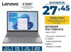 Lenovo - Notebook IPS3 15IRH10 I5