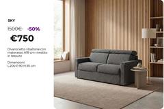 Sky Divano Letto Ribaltone Con Materasso H18 Cm Rivestito In Tessuto 