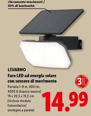 Livarno - Faro Led Ad Energía Solare Con Sensore Di Movimento