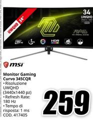 Msi - Monitor Gaming Curvo 345qr
