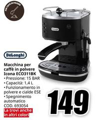 De Longhi - Macchina Per Caffè In Polvere Icona Eco3118k