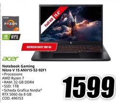 Acer - Notebook Gaming Nitro V 15 ANVI5-52-92F
