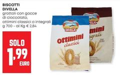 Divella - Biscotti Grottoli Con Gocce Di Cioccolato, Ottimini Classici O Integrali