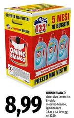 Omino Bianco - Detersivo Lavatrice Liquido Muschio Bianco, Igienizzante 
