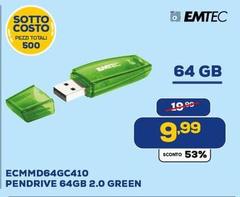 Emtec - ECMMD64GC410 PEDRIVE 64GB 2.0GREEN