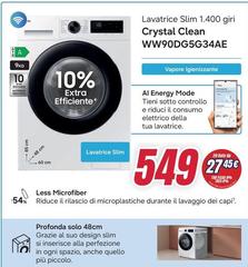 Samsung - Lavatrice Slim 1400 Giri Giri Ww90dg5g34ae