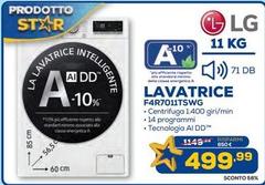 LG - F4R7011TSWSW Lavatrice 11kg AI DD, Classe A-10%, 1400 giri, TurboWash, Vapore