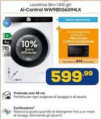 Samsung - Lavatrice Slim 1400 giri AI Control WW90DG6G94LK