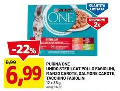 Purina - One Umido Sterilcat Pollo Fagiolini, Manzo Carote, Salmone Carote, Tacchino Fagiolini