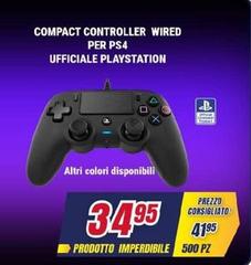 Compact Controller Wired Per Ps4 Ufficiale Playstation