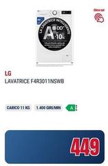 LG - F4R3011NSWB Lavatrice 11kg AI DD, Classe A-10%, 1400 giri, TurboWash, Vapore