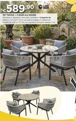 Line Outdoor - Set Tavolo + 4 Sedie Alu Round