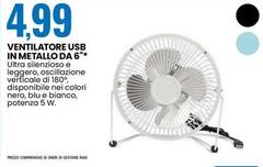 Ventilatore Usb In Metallo Da 6