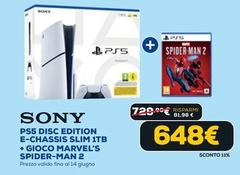 Sony - Ps5 Disc Edition E-Chassis Slim 1Tb + Gioco Marvel's Spider-Man 2