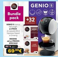 De Longhi - Genio S Bianca + 2 Pack Di Capsule X16 Di Espresso Napoli E Ginseng